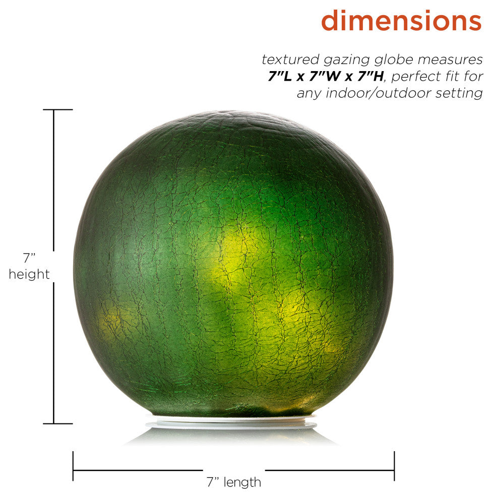 Green Textured Glass Gazing Globe with LED Lights