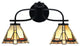 Cavella 2 Light Bath Bar In Matte Black Finish, 7" Zion Art Glass