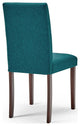 Side Chair and Table Set, Fabric, Drak Brown Teal Blue, Cafe Bistro Restaurant