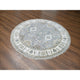 Lavender Gray Hand Knotted Karajeh Geometric Medallion Wool Round Rug 6'2"x6'2"