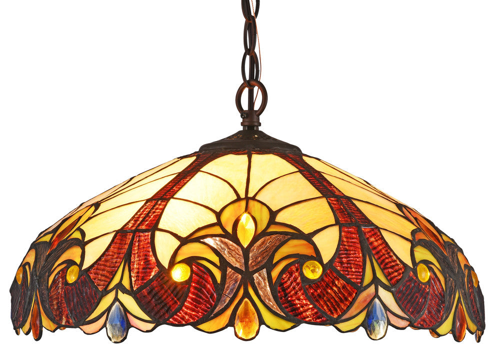 ADIA Tiffany-style 2 Light Hanging Pendant Fixture 18inches Shade