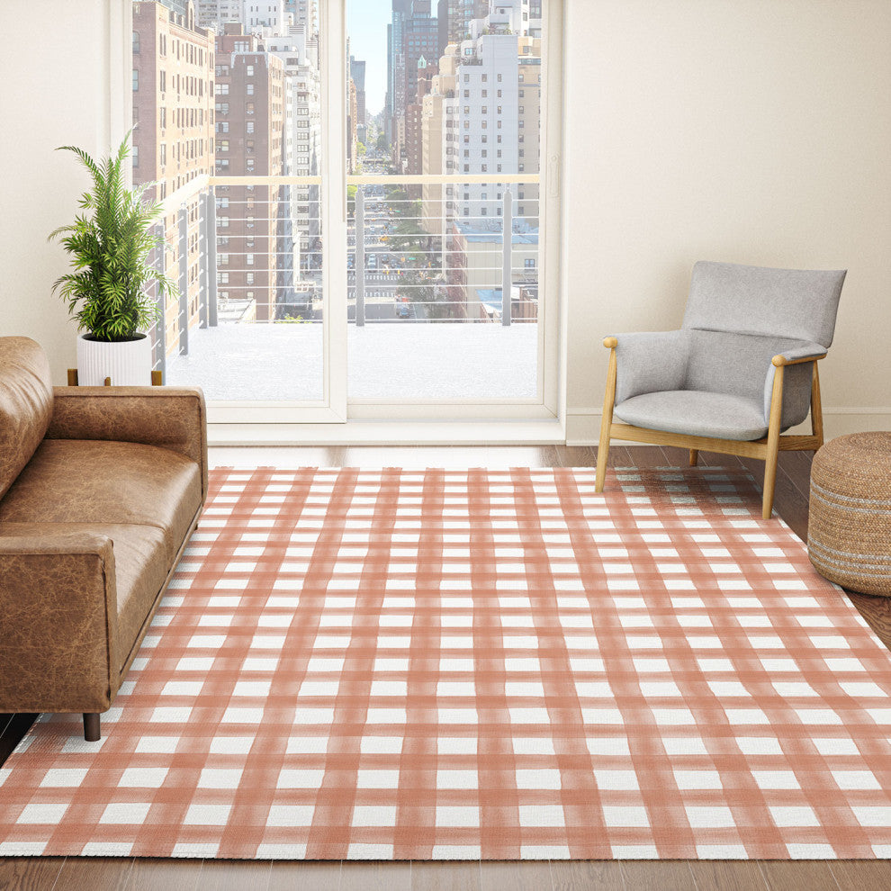 Little Arrow Design Co watercolor plaid terracotta Area Rug