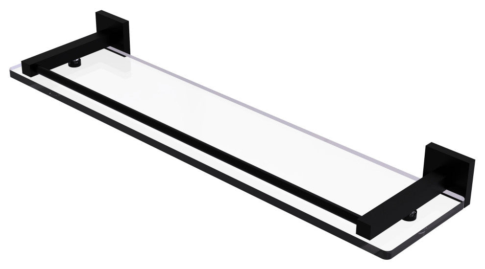 Montero 22" Glass Shelf with Gallery Rail, Matte Black
