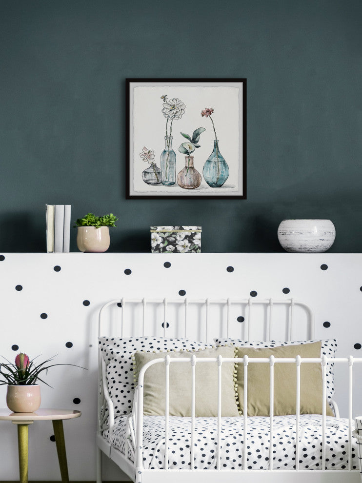 "Flowers, Crystal Vases" Framed Painting Print