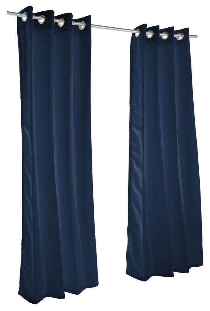 Canvas Navy Sunbrella Outdoor Curtain With Grommets, 84"hx50"w