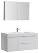 Valencia 48" Glossy White Wall Hung Vanity Set, Cabinet, Faucet FFT3071CH