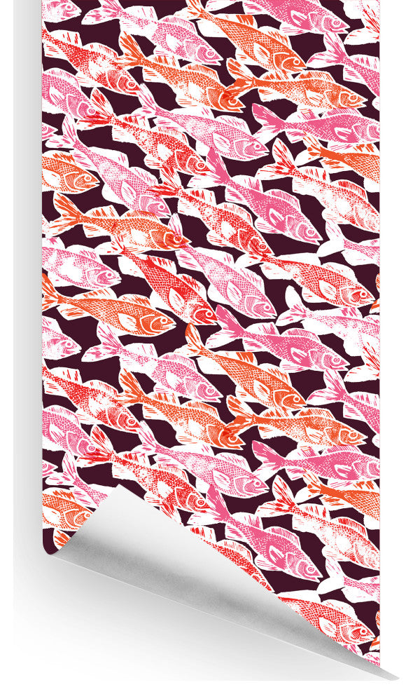 Walleyes Wallcovering, Warm Multi, Roll, Traditional