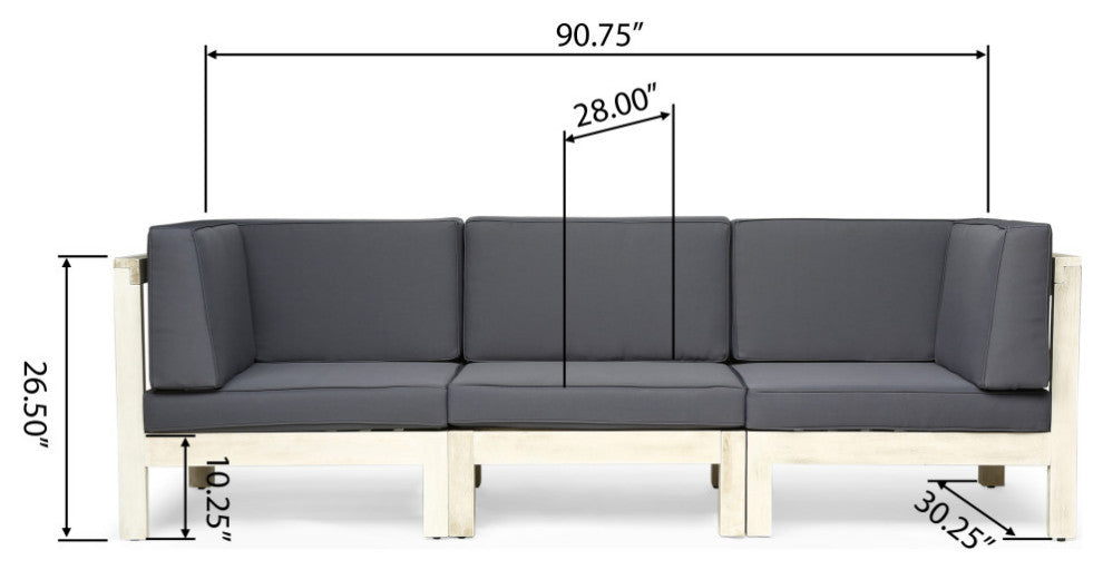Andy Outdoor Modular Acacia Wood Sofa With Cushions