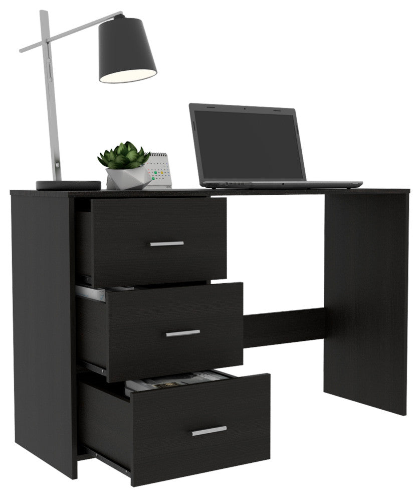 DEPOT E-SHOP Azalea 3 Drawer Writing Desk, Black