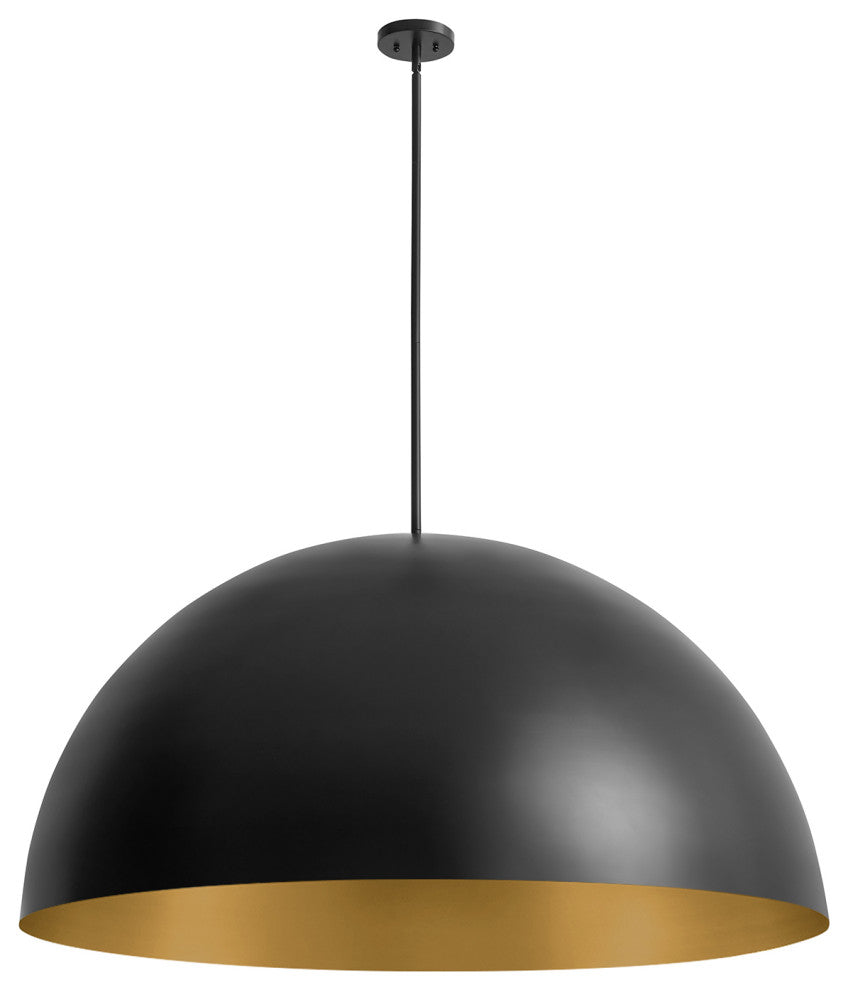 Elias Dome Pendant 8-Light Champagne Gold interior Shade, Matte Black