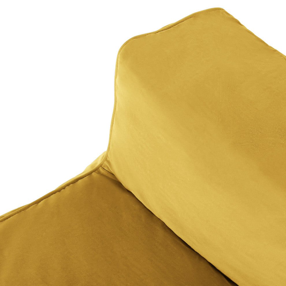 Caraway Modern Velvet Bean Bag Chair, Yellow