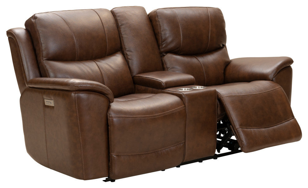 Kaden Power Reclining Console Loveseat w/Power Head Rests & Lumbar, Jarod Brown