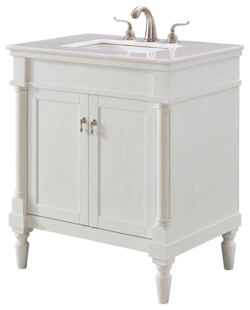 Lewis 30" Single Bathroom Vanity Set, Antique White