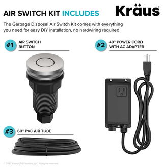 KRAUS Garbage Disposal Air Switch Kit 2 Flat Push Buttons SFS, Kwda-200sfs