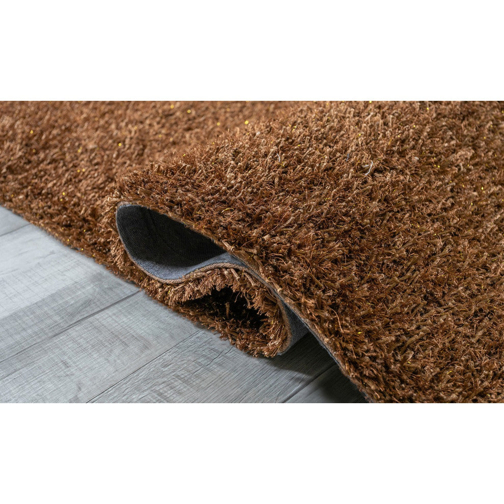 5" x 7" Dark Brown and Gold Sparkly Area Rug