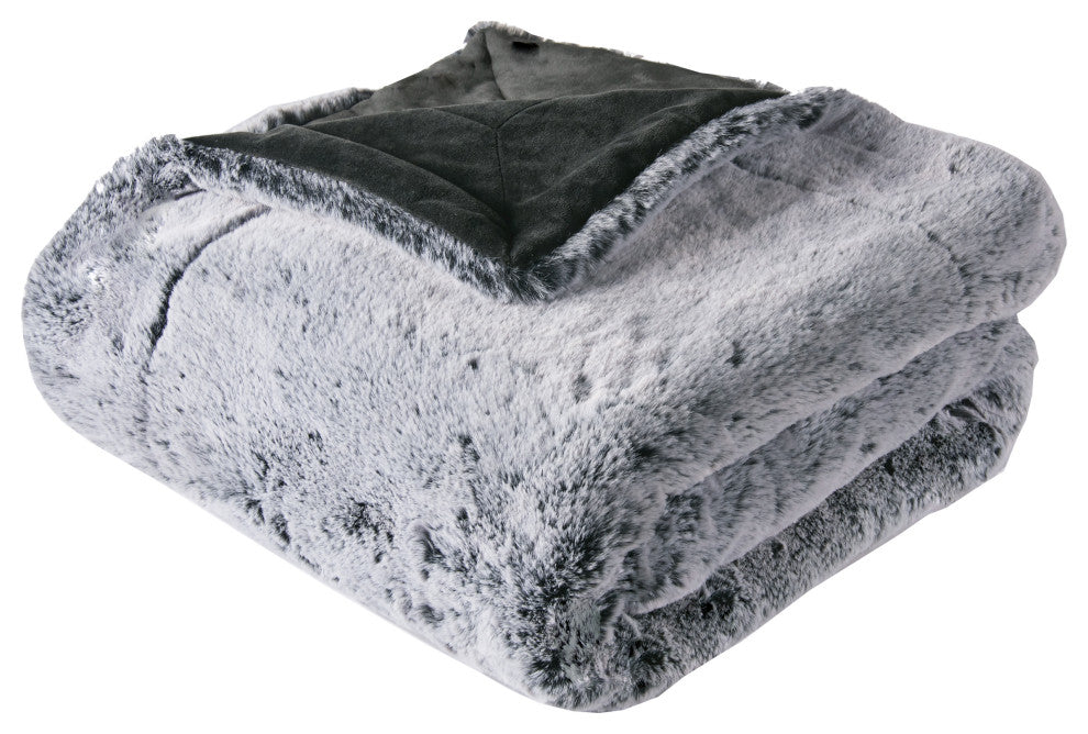 Heavy Faux Fur Throw, Black, 60"x80"