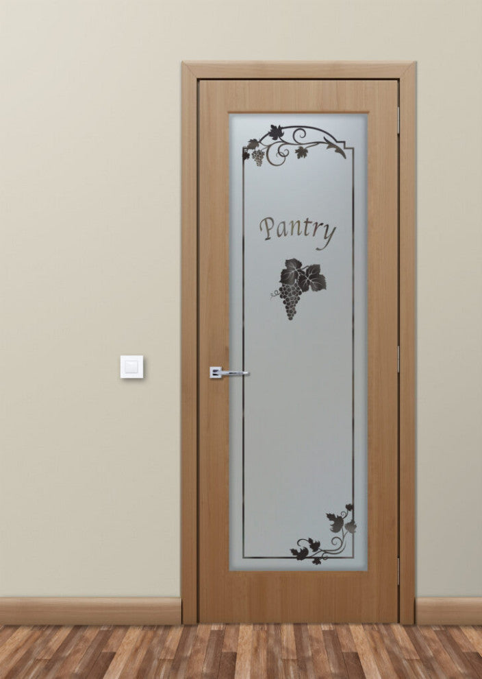 Pantry Door - Grape Cluster Grape Ivy - Primed - 28" x 80" - Knob on Left -...