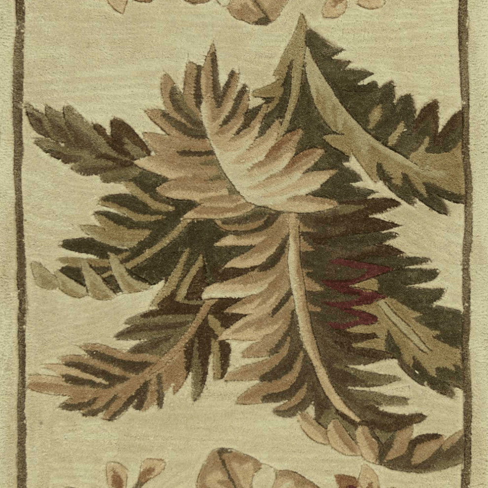 10' Ivory Hand Tufted Tropical Indoor Runner Rug