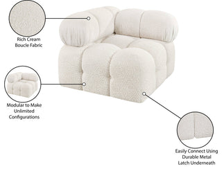 Ames Boucle Fabric Modular Chair, Cream, Corner Chair