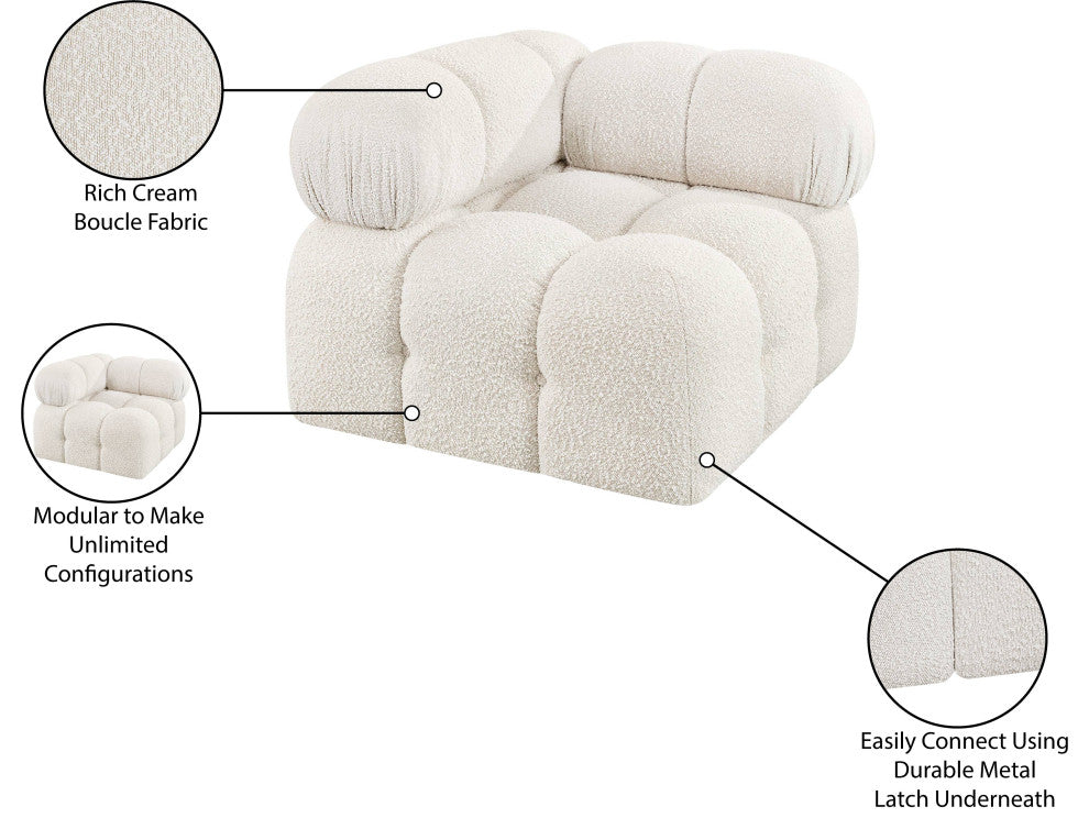 Ames Boucle Fabric Modular Chair, Cream, Corner Chair