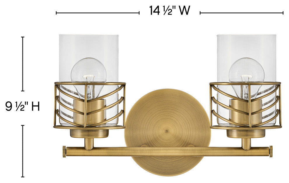 Hinkley Della Small Two Light Vanity, Lacquered Brass