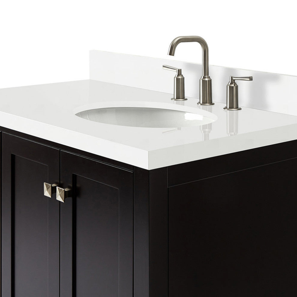ARIEL Cambridge 37" Right Offset Oval Sink Espresso Vanity Carrara Marble Top