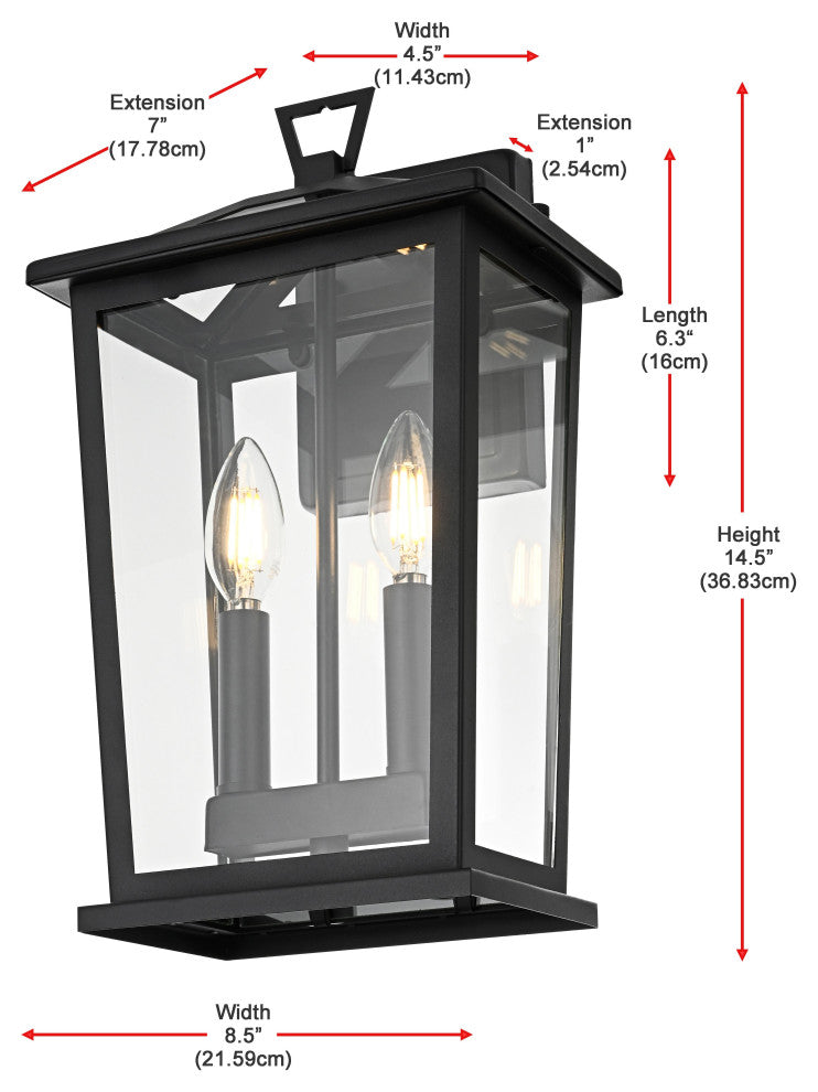Home Living 8.5" Outdoor Wall Sconce, Black