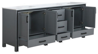 Ziva Transitional Dark Grey 84" Double Vanity, Cultured Marble Top