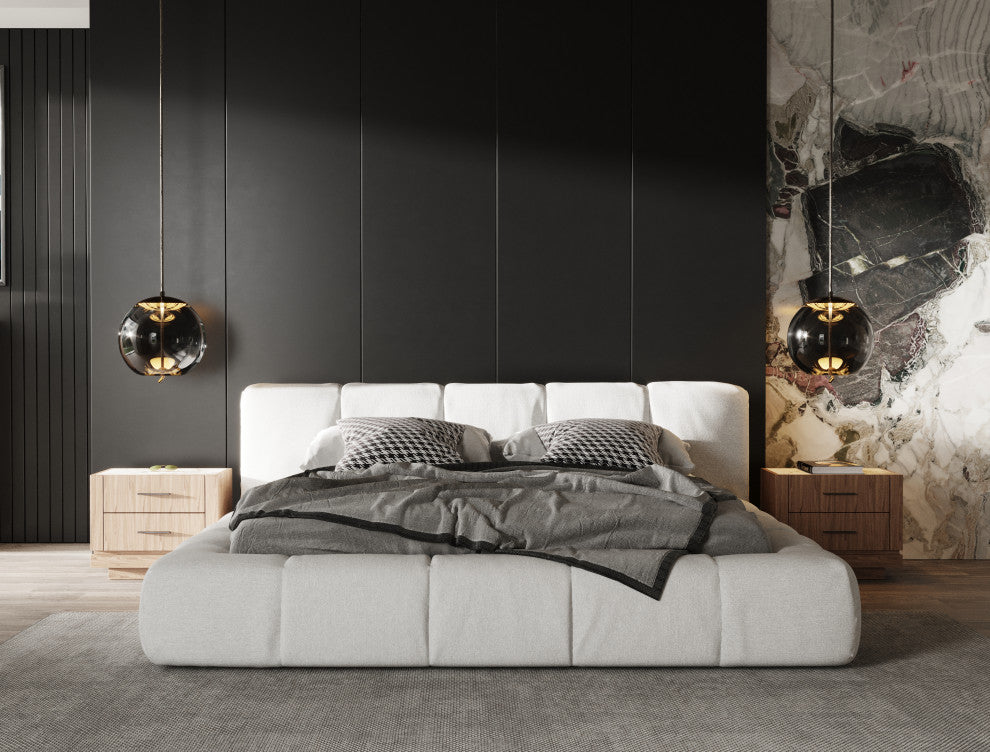 Modrest Lamont Modern Fabric Platform Bed, Queen
