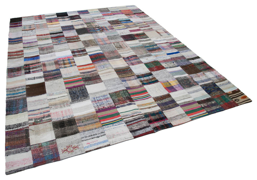 Rug N Carpet - Handmade Oriental 7' 11'' x 9' 9'' Rustic Patchwork Kilim Rug