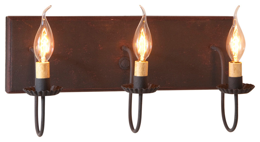 3 Arm Vanity Light, Hartford Black With Rd Stripe