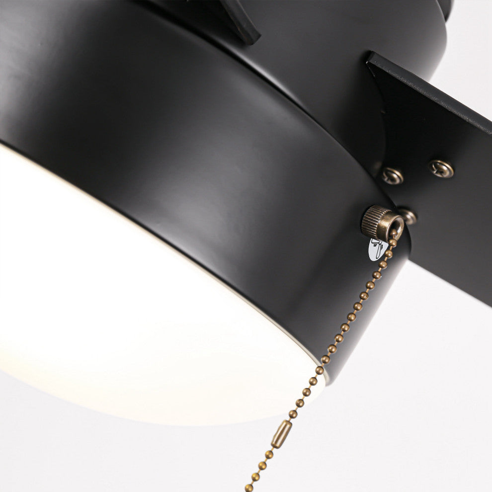 42-inch Industrial Black Ceiling Fan with Light and Pull Chain