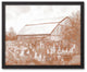 Barn Peachy Flower Field Framed Canvas 16x20 Black Framed Canvas