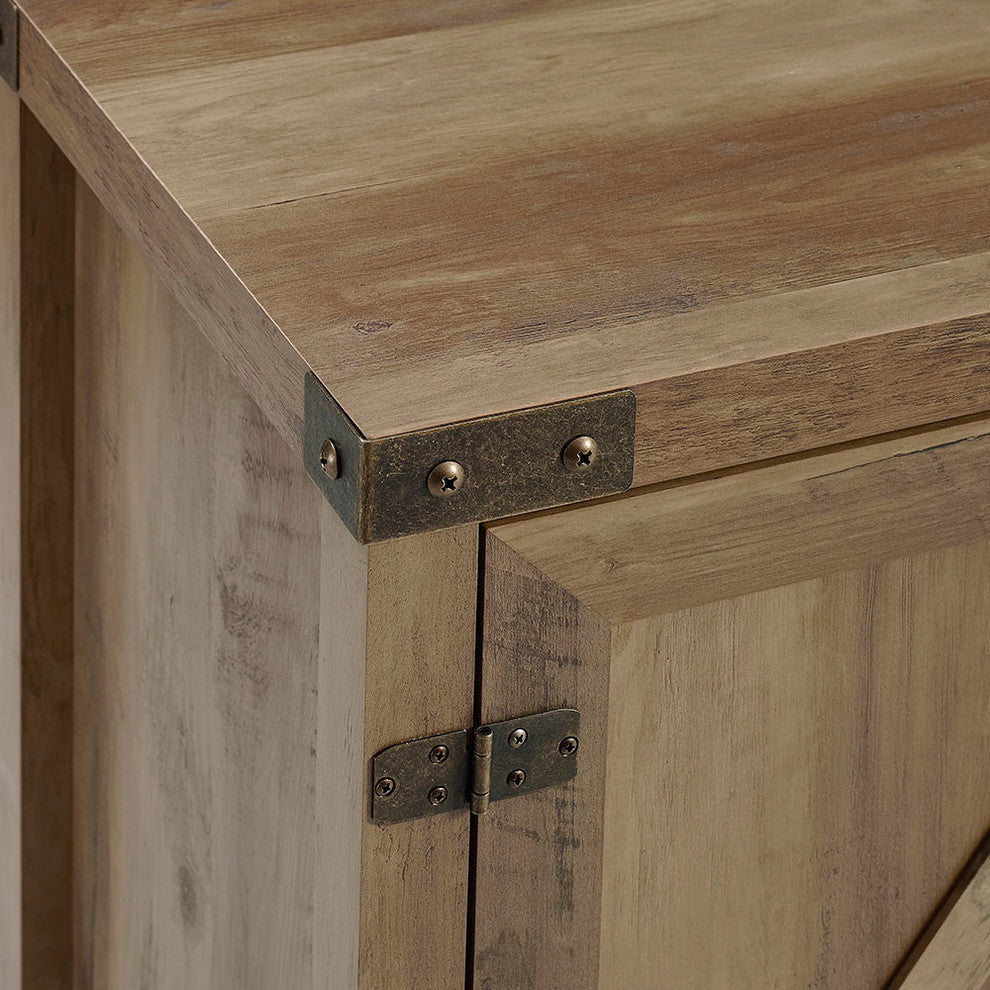 44" Rustic Farmhouse Barn Door Console, Rustic Oak
