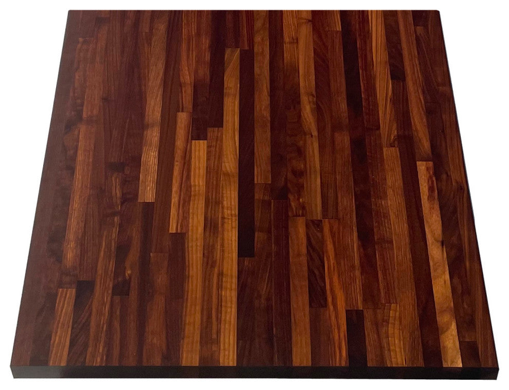 26" Deep Edge Grain Butcher Block Countertop 1.5" Thick, Walnut, 26" X 24"