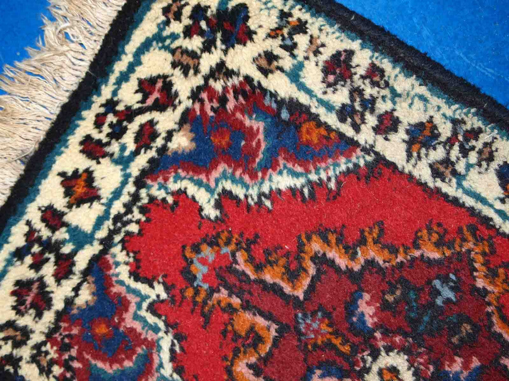Handmade vintage Persian Hamadan rug 1.3' x 1.9' (40cm x 60cm) 1970s