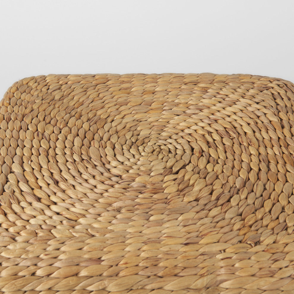 Maya Light Brown With Medium Brown Stripes Seagrass Square Pouf