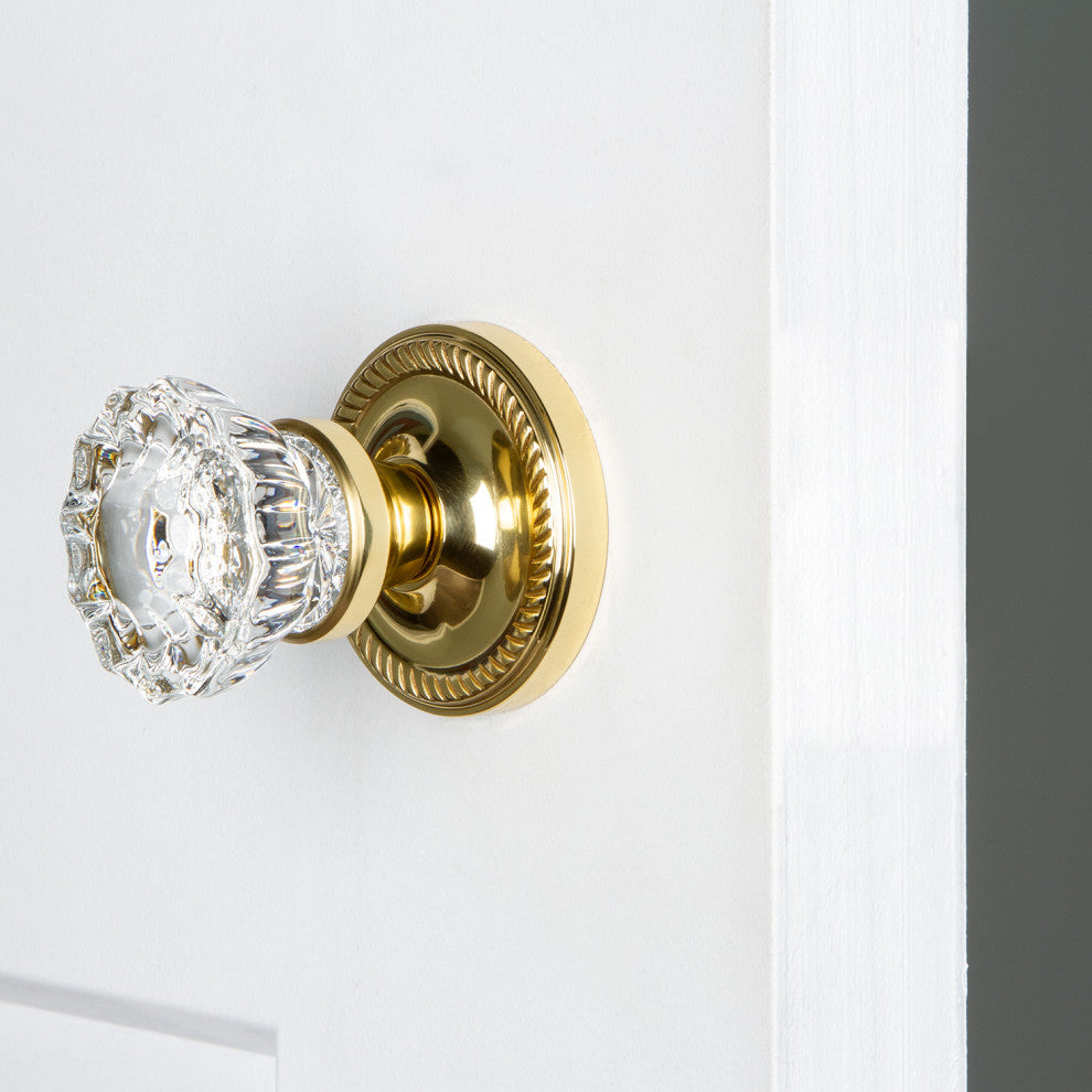 Single Rope Rosette With Crystal Knob, Oil-Rubbed Bronze, Polished Brass, Single