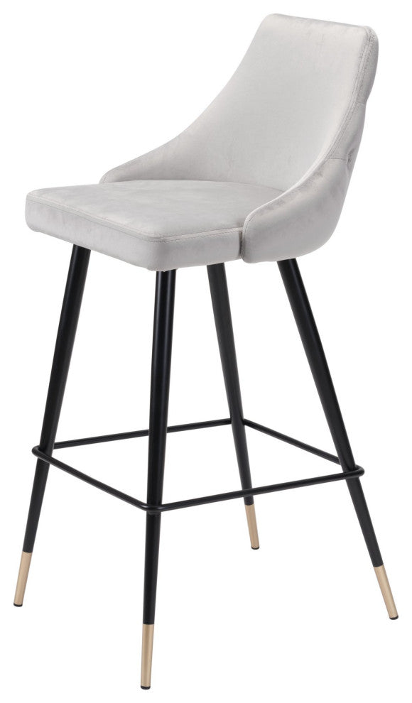 Bar Stool Chair Barstool, Steel Metal, Fabric, Gray, Black, Gold, Cafe