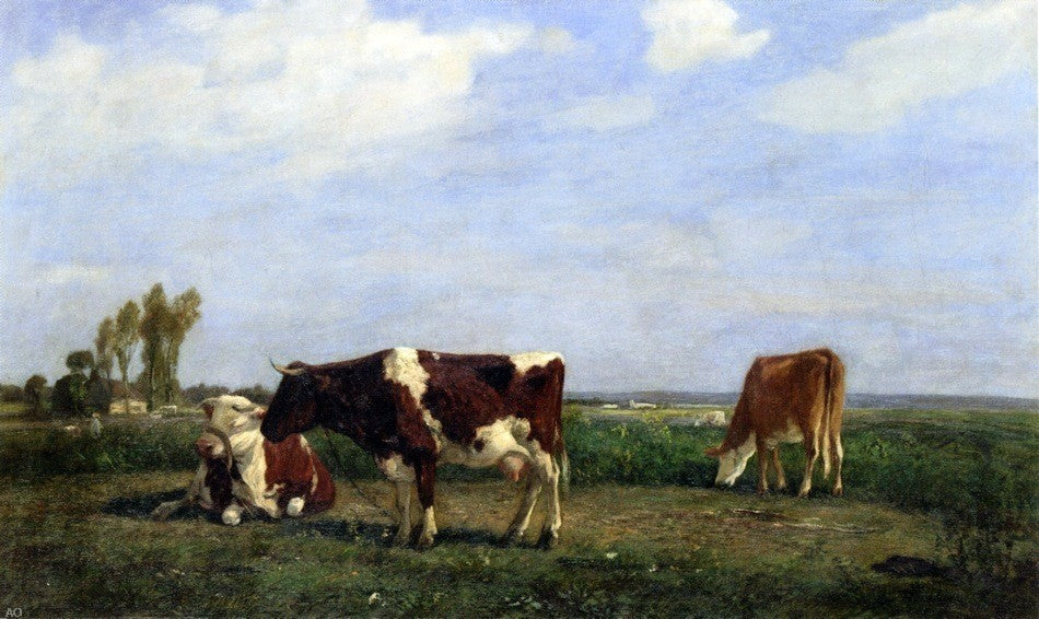 Eugene-Louis Boudin The Cows in a Meadow, 18"x27" Gallery Wrapped Canvas