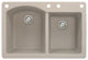 Aversa 33" silQ Granite Double Bowl Kitchen Sink with 4 Holes in Cafe Latte