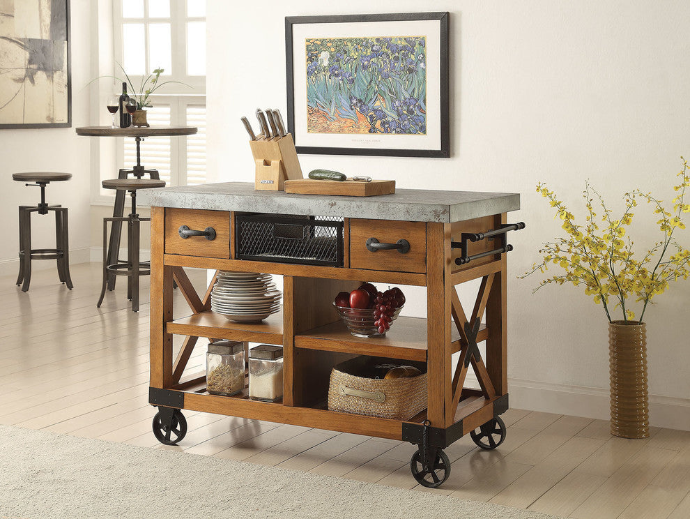 Kailey Cart, Antique Oak Finish