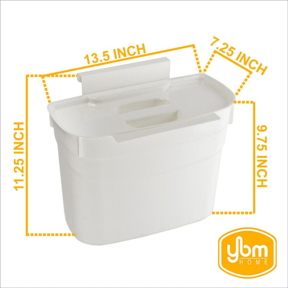 Plastic Hanging Trash Can Wastebasket for Kitchen, Bedroom, Kids Room, Office, White