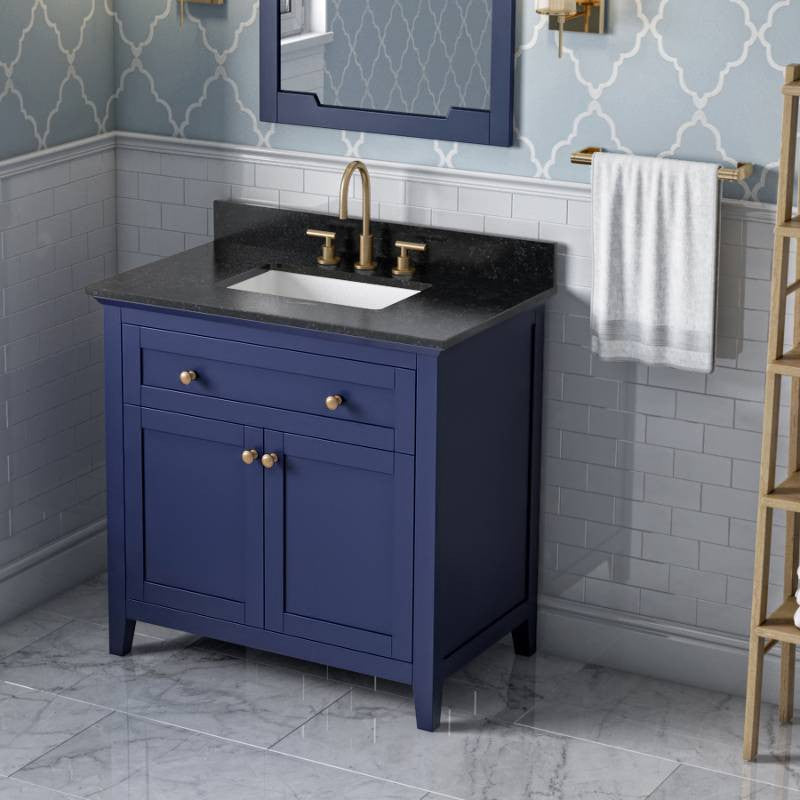 Chatham Traditional 36" Hale Blue Single Sink Vanity, Black Granite Vanity Top