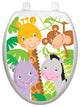 Gentle Jungle Toilet Tattoos Seat Cover, Vinyl Lid Decal, Kids Bathroom Accent, Elongated
