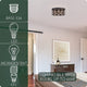 3 Light Vintage Home Flush Mount Fixture, Black Frame, Wood