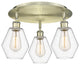Cindyrella-3 Light 18" Flush Mount-Antique Brass, Clear Glass Shade