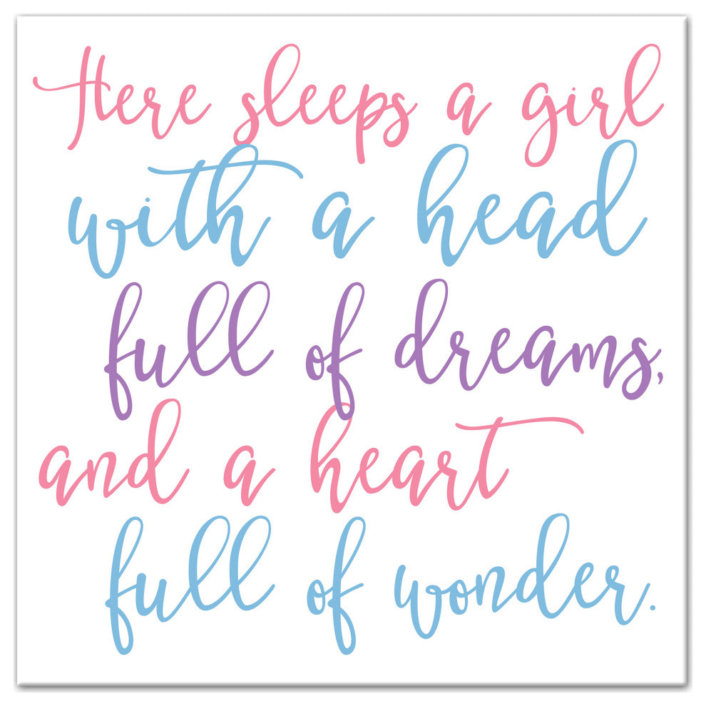 A Girl With A Head Full of Dreams 16x16 Canvas Wall Art