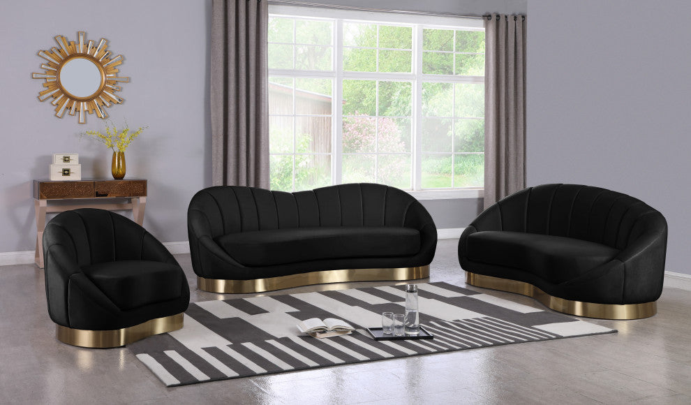 Shelly Velvet Upholstered Sofa, Black