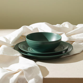 Stone Lain Orbit Stoneware 24-Piece Dinnerware Set, Green